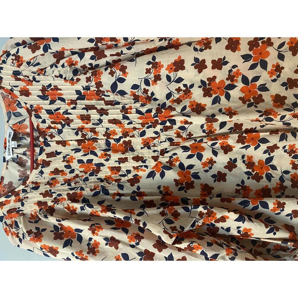 Elizabeth and James Floral Print Bohemian Blouse 100% Cotton Large - Picture 12 of 15